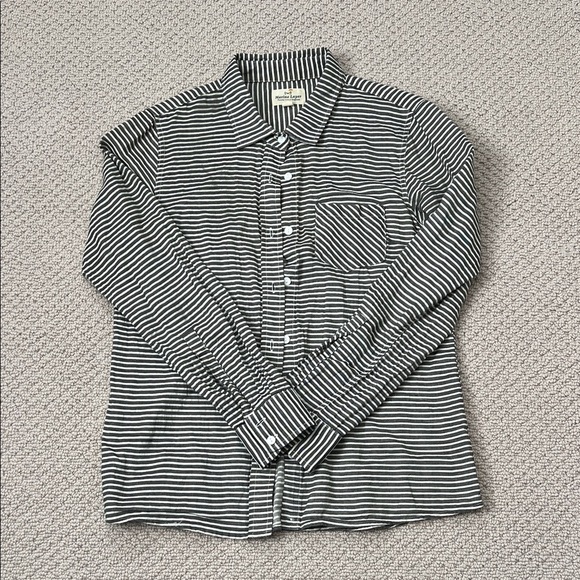 Marine Layer Tops - Marine Layer Black and White Striped Button-Down Shirt